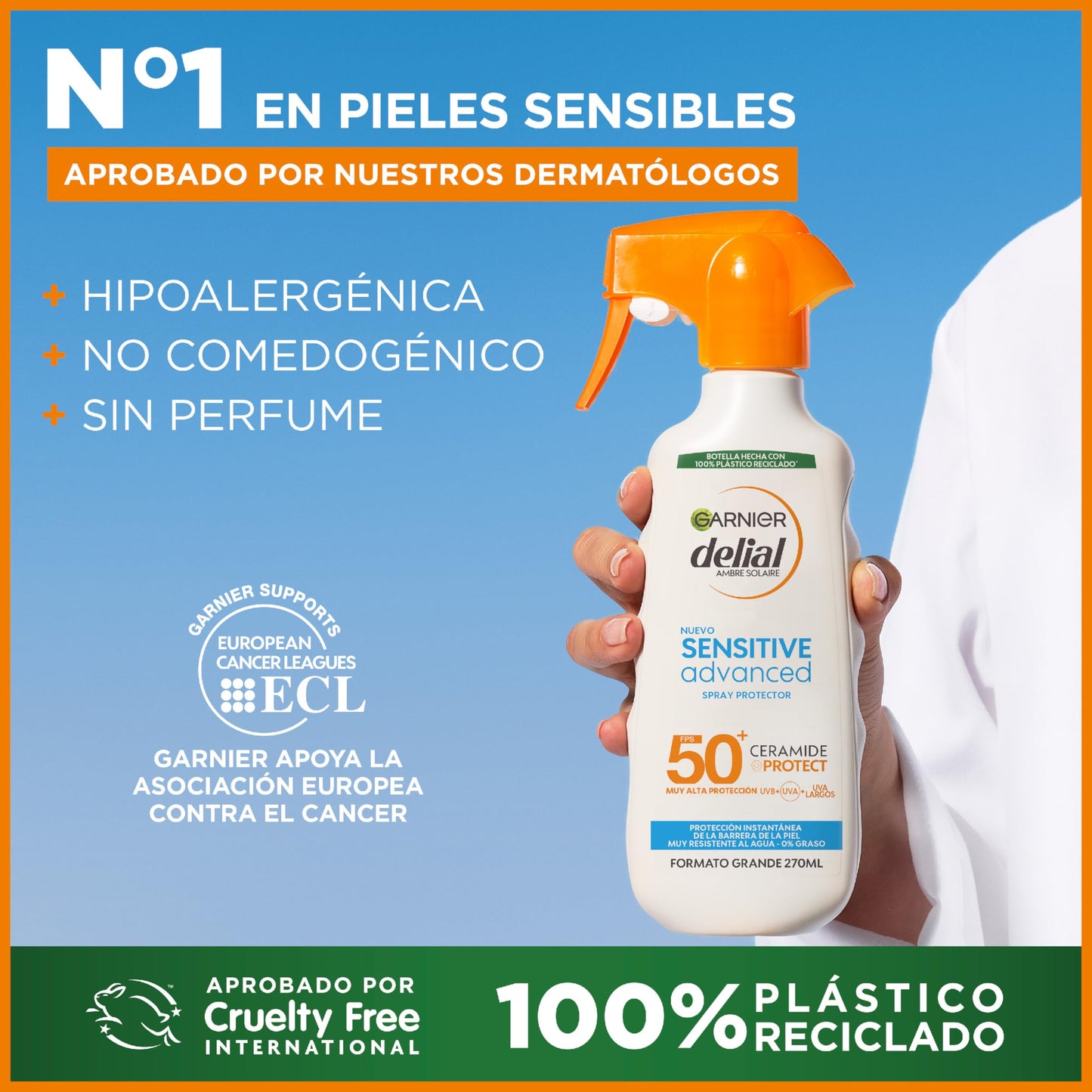 Garnier Delial Sensitive Advanced Leche Solar IP50+ - Piel Sensible