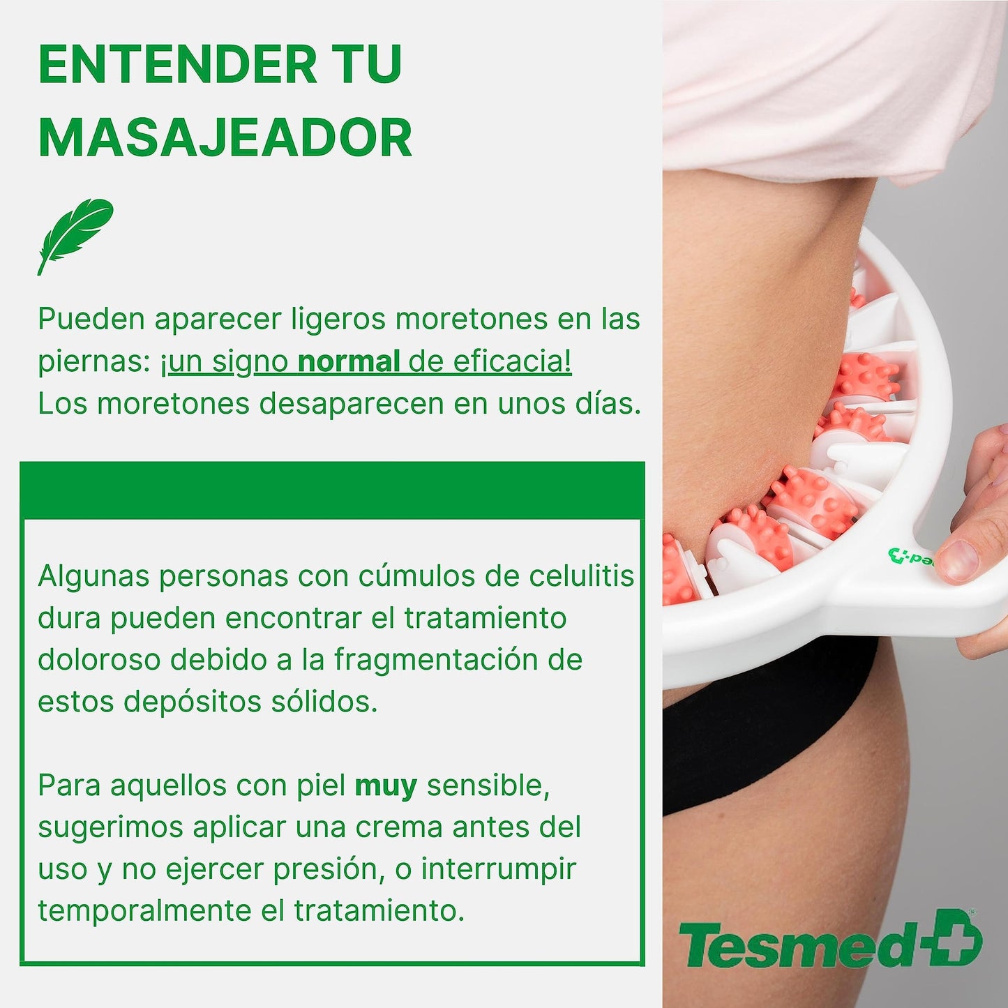 TESMED Cellulite: Masajeador Anticelulítico Manual, Made in Italy, Eficacia Clínicamente Probada, Patentado, Rodillo Anticelulítico Reductor para Masaje de Celulitis de Piernas y Glúteos (Rosa)