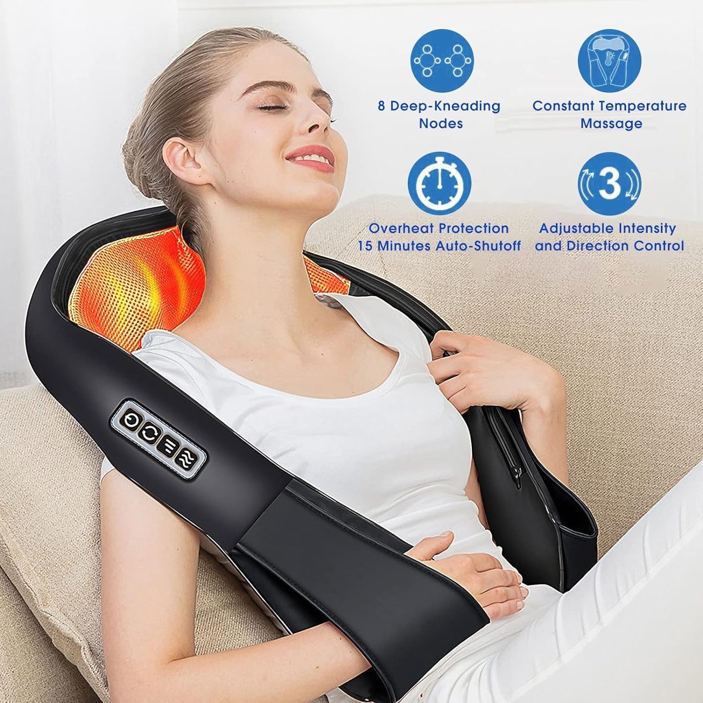 AERLANG Neck Massager, Neck and Shoulder Massager Back Massager 4D Deep Tissue Kneading Massager, Use at Home, Office, Car, Gifts for Women, Men, Mom and Dad