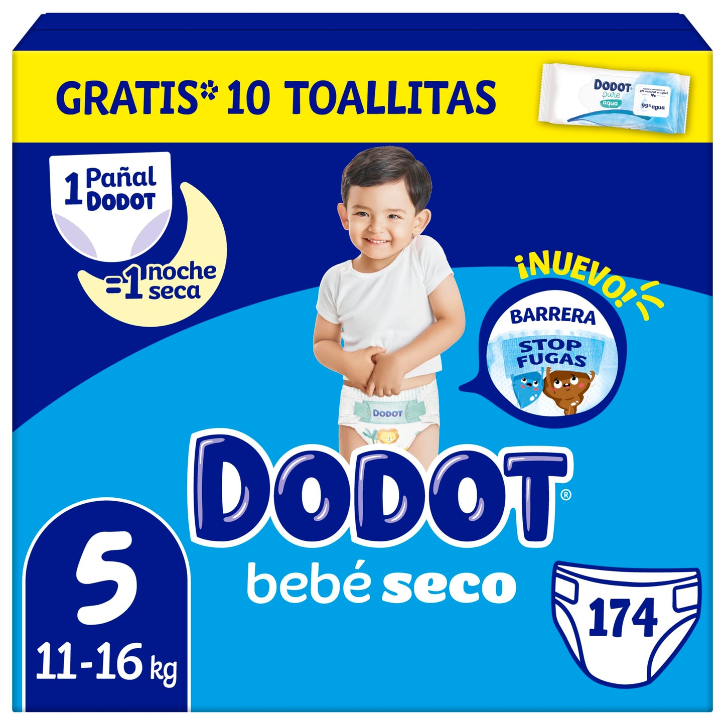 Dodot Bebé-Seco Talla 5 (11-16 kg) - Pack Mensual 174 Pañales