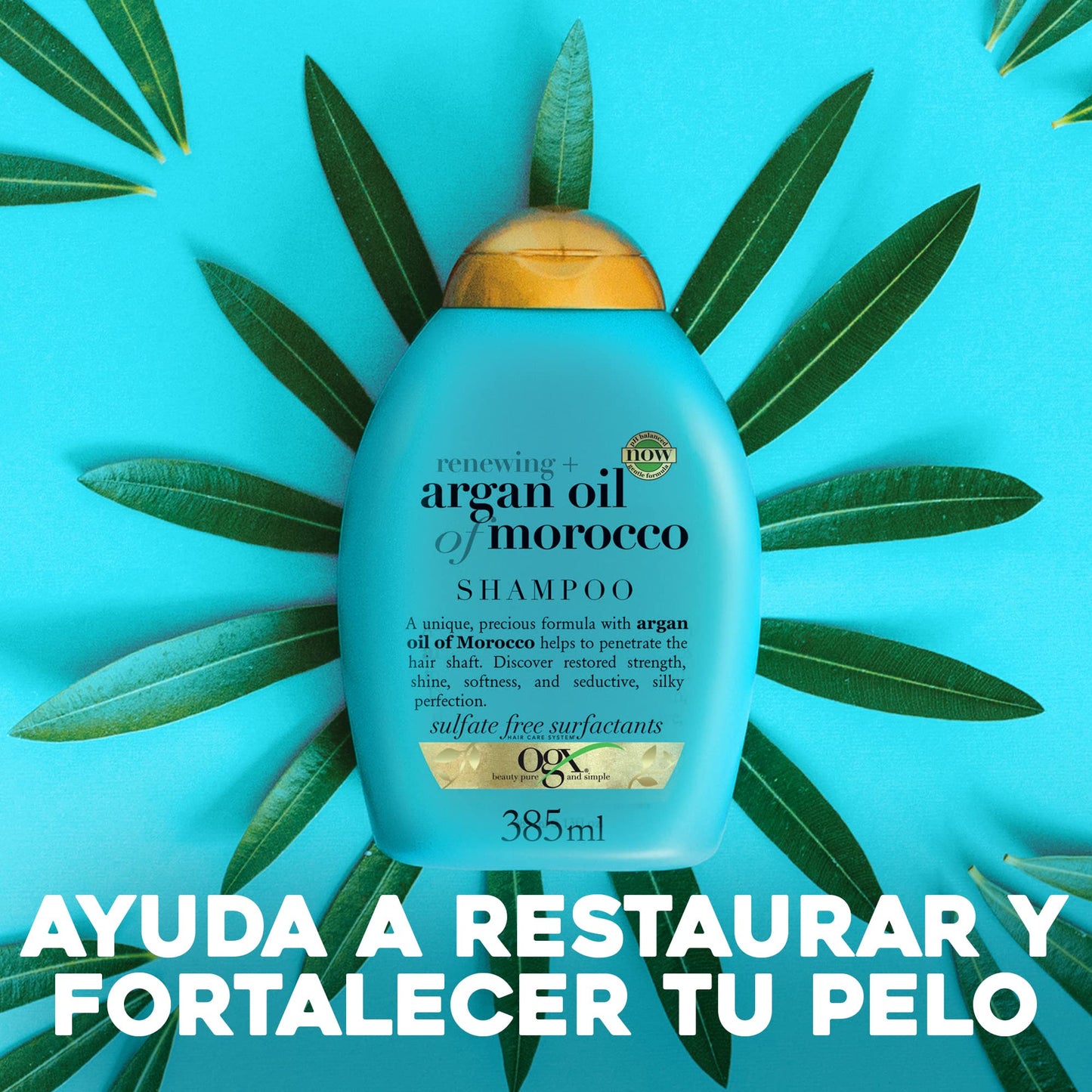 OGX Renewing Argan Oil of Morocco Rutina, Set de champú (1x385 ml), acondicionador hidratante ( 1x385 ml) y aceite para el pelo (1x100 ml) para cabello seco y dañado, gama con aceite de argán