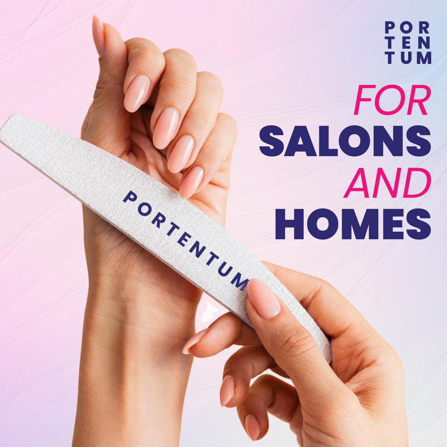 PORTENTUM Professional Nail Files 8pcs Set, 100/180 Double Sided Washable Nail Files, Ideal Nail Files for Gel and Acrylic, Salon and Home Use