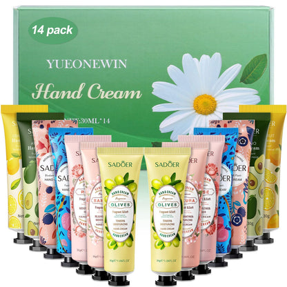 Handcreme Paquete de 14 Cremas de Manos, Crema Hidratante Para Manos Secas y Agrietadas, Crema Hidratante Para Manos, pies, Día y Noche, set de Regalo de Crema Corporal (420 ml)