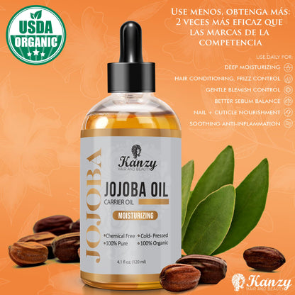 Aceite de Jojoba 100% Puro y Orgánico 120ml - Kanzy