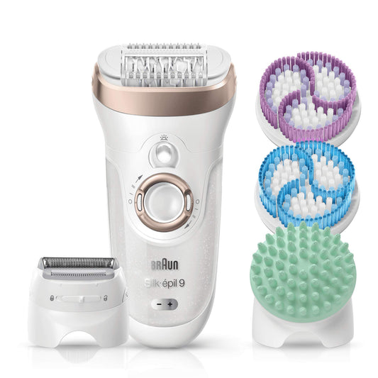 Braun Silk-épil 9 SkinSpa 9-961V - Sistema de exfoliación, cuidado de la piel y depiladora eléctrica 4 en 1 + 12 accesorios