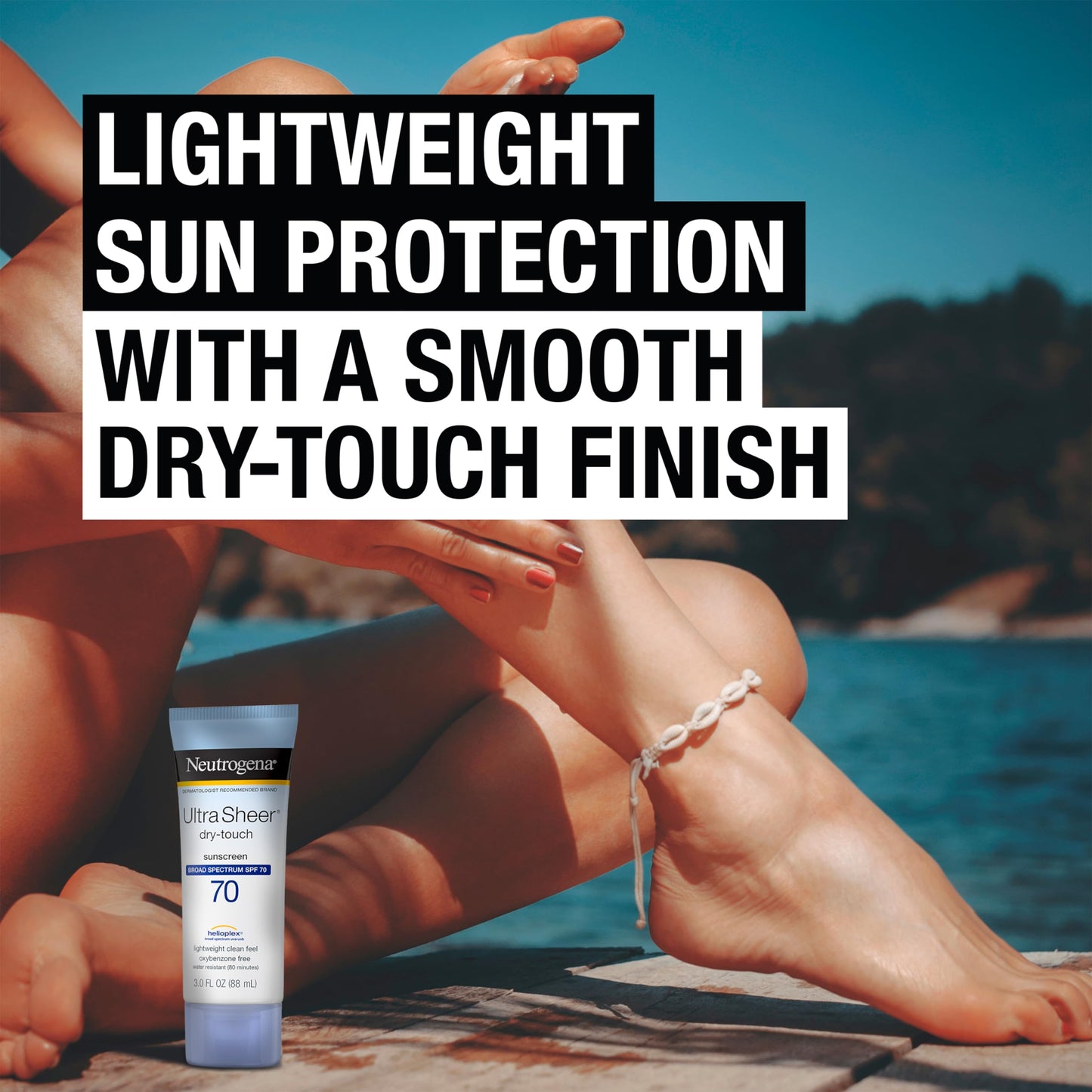 Neutrogena Ecran solaire sec au toucher Ultra Sheer - Protection UVA/UVB à large spectrum - SPF 70 - 88 ml