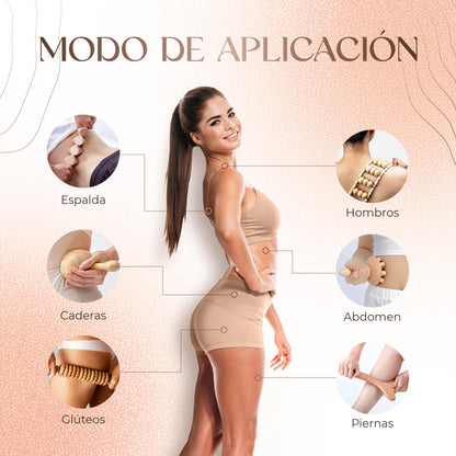 Ezero Maderoterapia Kit Maderoterapia Corporal 6 Piezas - Masajeador Anticelulitico, Rodillo Masaje Muscular, Ventosa Celulitis, Masajeador Celulitis Piernas Y Gluteos, Maderoterapia Celulitis