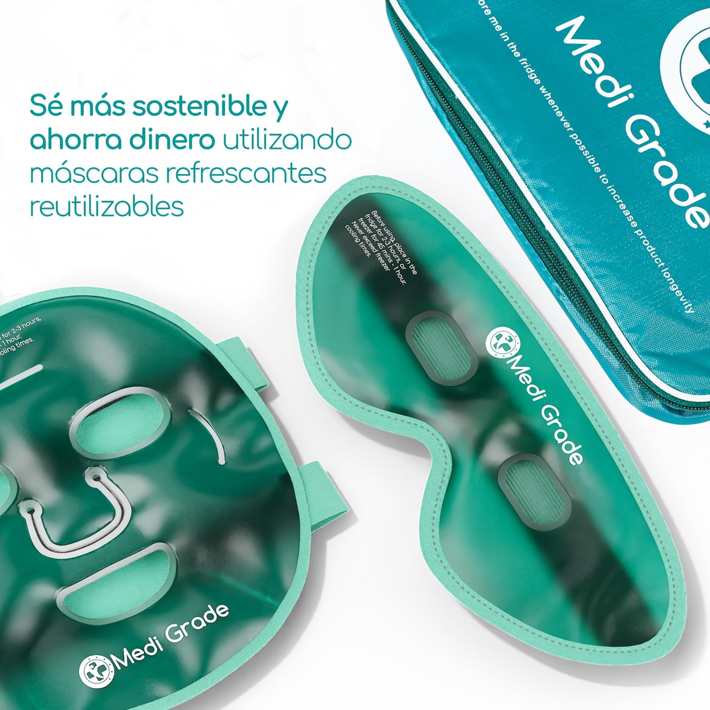 Antifaz de Gel Frío y Mascara para Ojos – Tecnología de Gel Facial de Medi Grade – Set para Cuidado Mujer y Hombre, Mascara de Frio para Cara Ojos y Anti Ojeras