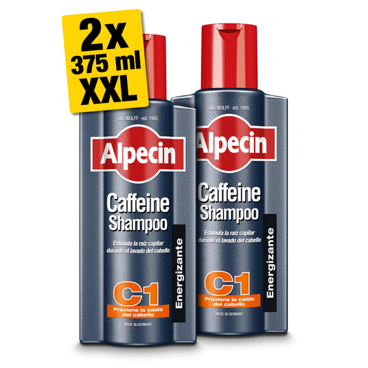 Alpecin Caffeine Shampoo C1 2x 375ml | Anti-hair loss shampoo for men with caffeine | Hair loss treatment | Alpecin Shampoo Anti Hair Loss Treatment Men