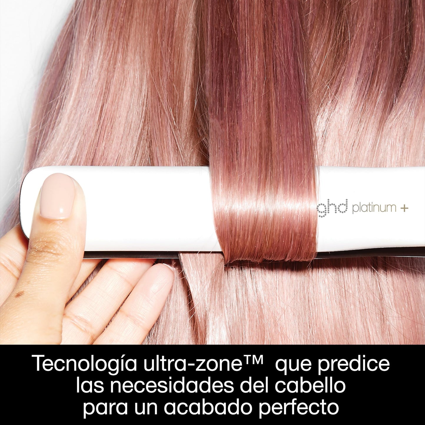 ghd platinum+ blanca - Plancha de pelo profesional inteligente, menos rotura del cabello, más brillo y protección del color, tecnología Ultra-zone, temperatura óptima de peinado 185ºC homogénea