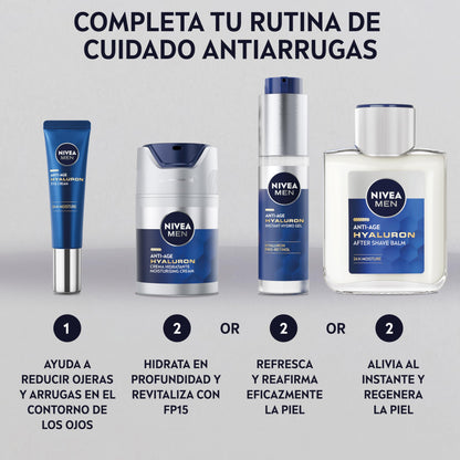 NIVEA MEN Hyaluron Pack Set Regalo Rutina Cuidado Facial Antiedad Hombre, pack de hombre con crema antiedad (1 x 50 ml) y contorno de ojos (1 x 15 ml)