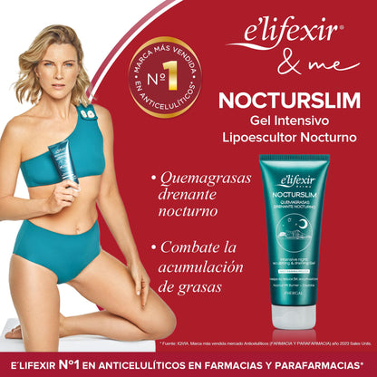 Elifexir Nocturslim – Crema Quemagrasas Intensiva | Gel Reductor Lipoescultor Noche | Drenante, Anticelulítico y Reafirmante Potente | Frescor y Rápida Absorción. 200 ml