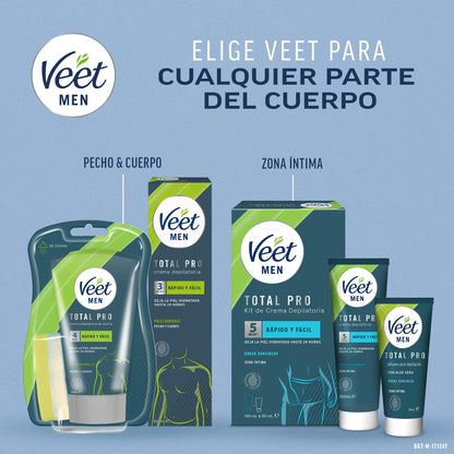 Veet Men Kit de Depilación para Zonas Íntimas del Cuerpo, Crema Depilatoria Hombre 100 ml y Bálsamo Post-Depilación 50 ml