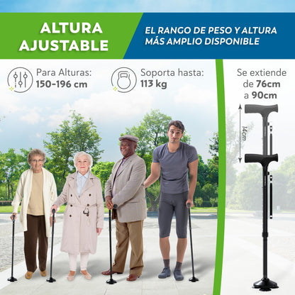 HONEYBULL Bastón Retráctil Ajustable para Adulto Mayor - Negro