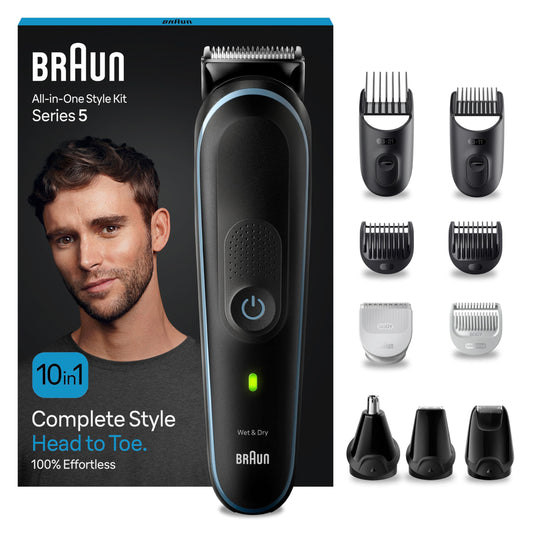 Braun Recortadora de Barba Series 5 Máquina Cortar Pelo, Máquina de afeitar, Cortapelos Hombre con Kit 10 En 1 Para Barba, Pelos, Depilación Masculina, MGK5445