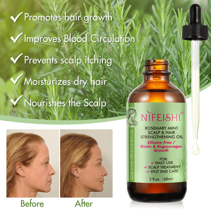 Rosemary Oil for Hair for Women and Men, Natural Rosemary Oil Hair Growth, Repair Dry and Damaged Hair, Stimulate Hair Growth and Nourish Hair and Skin, 60 ml