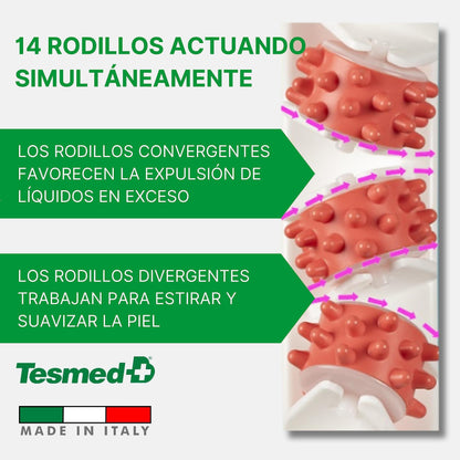 TESMED Cellulite: Masajeador Anticelulítico Manual, Made in Italy, Eficacia Clínicamente Probada, Patentado, Rodillo Anticelulítico Reductor para Masaje de Celulitis de Piernas y Glúteos (Rosa)