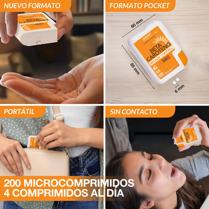 Acelerador Bronceado - BETACAROTENO. Suplemento de bronceado, 200 Comprimidos, Betacaroteno para bronceado fuerte, Estimula la producción de melanina, Bronceador. Betacaroteno capsulas bronceado