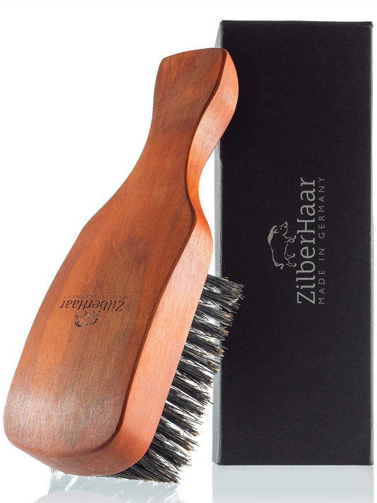 ZilberHaar - Cepillo para el cabello y la barba de los hombres - Cerdas de jabalí auténticas (duras) y madera de peral - Cuidado facial de los hombres - Todos los tipos de cabello y barba